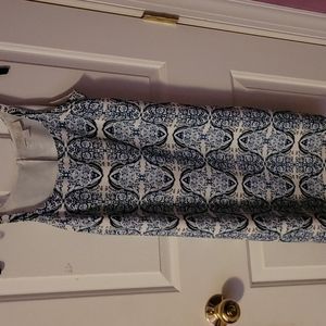 Blue and white shift dress